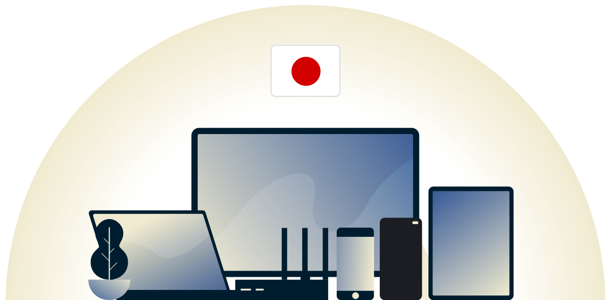 VPN japonais protégeant une variété de dispositifs.